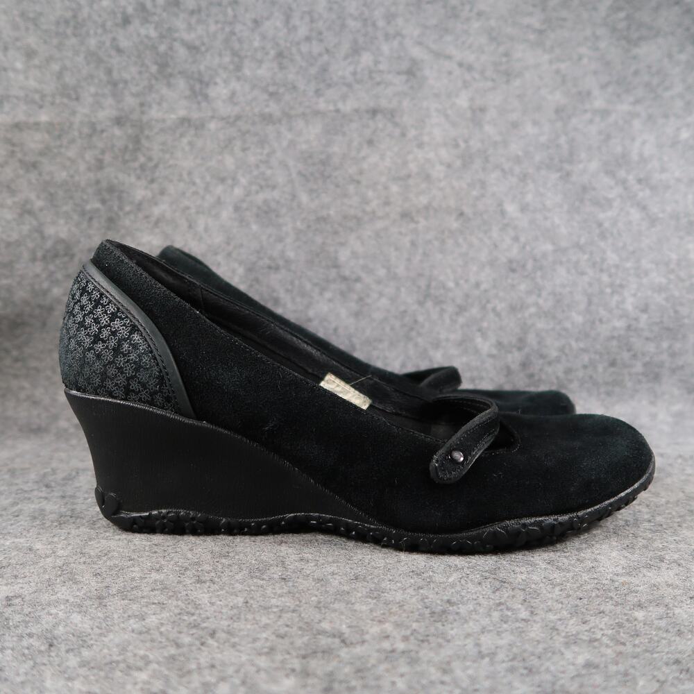 Merrell Shoes Womens 8 Mary Jane Wedge Pump Loafer Leather Black Comfort Fashion